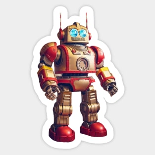 Timeless Toy: Golden and Scarlet Cyborg Art Sticker